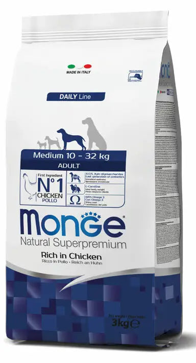 Monge Natural Superpremium Dog Medium Adult Ricco in Pollo 3kg