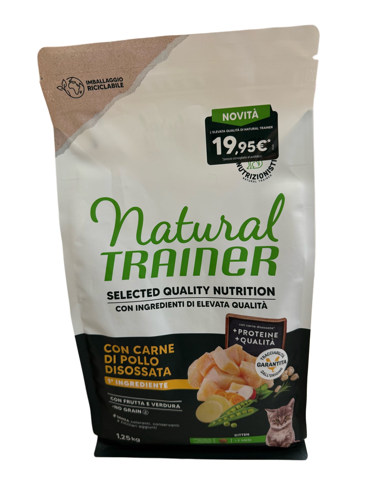 Natural trainer SELECTED QUALITY NUTRITION - KITTEN - CON CARNE DI POLLO DISOSSATA 1,25 kg